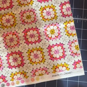 1 yard crochet look cotton fabric Made in Japan